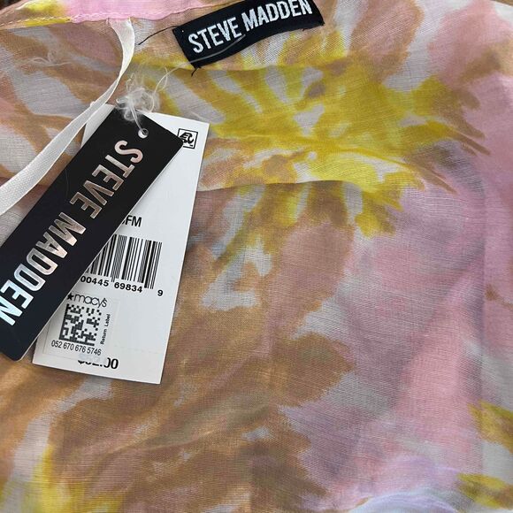 Steve Madden Kimono Pink Yellow Tie Dye Crochet Trim Bell Sleeve One Size New - Picture 5 of 5